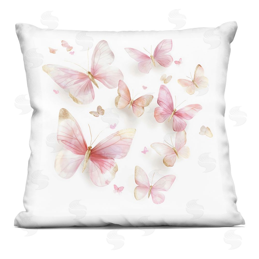 Creative Studio Pink & Gold Butterfly Rabble Printed Throw Pillow 