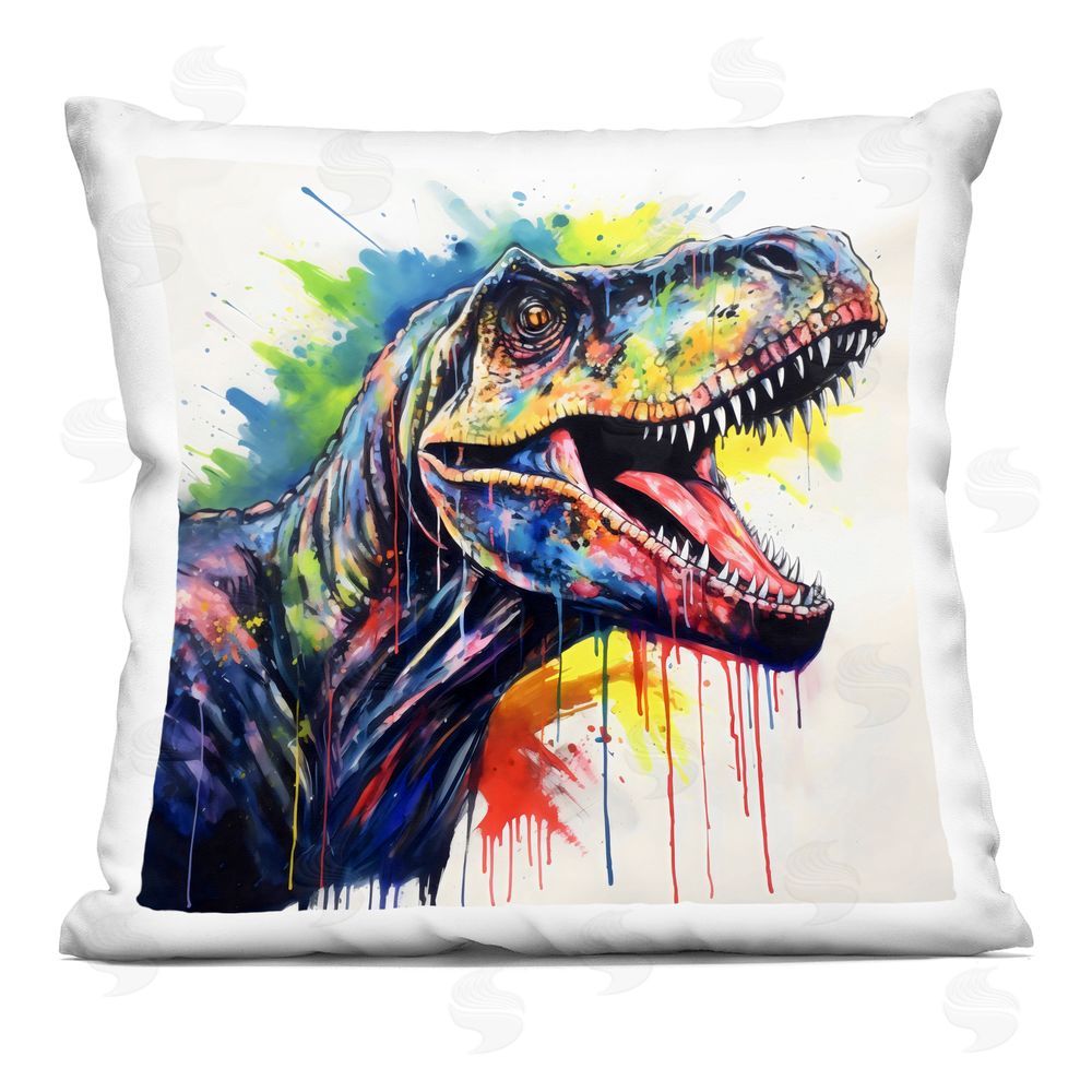 Creative Studio Colorful T-Rex Roaring Printed Throw Pillow 