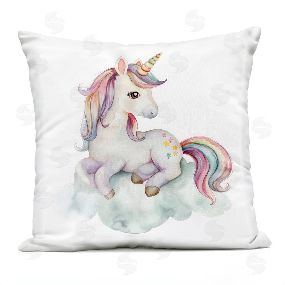 Creative Studio Rainbow Unicorn on Cloud Outdoor Printed Throw Pillow