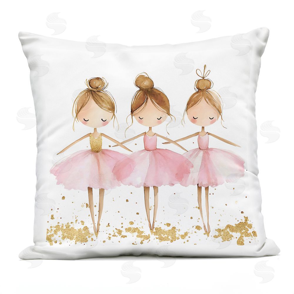 Creative Studio Ballerina Trio in Pink Tutus Outdoor Printed Throw Pillow