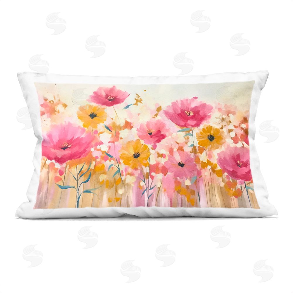 Andrea Haase Blooming Whimsy Pink & Yellow Printed Throw Pillow