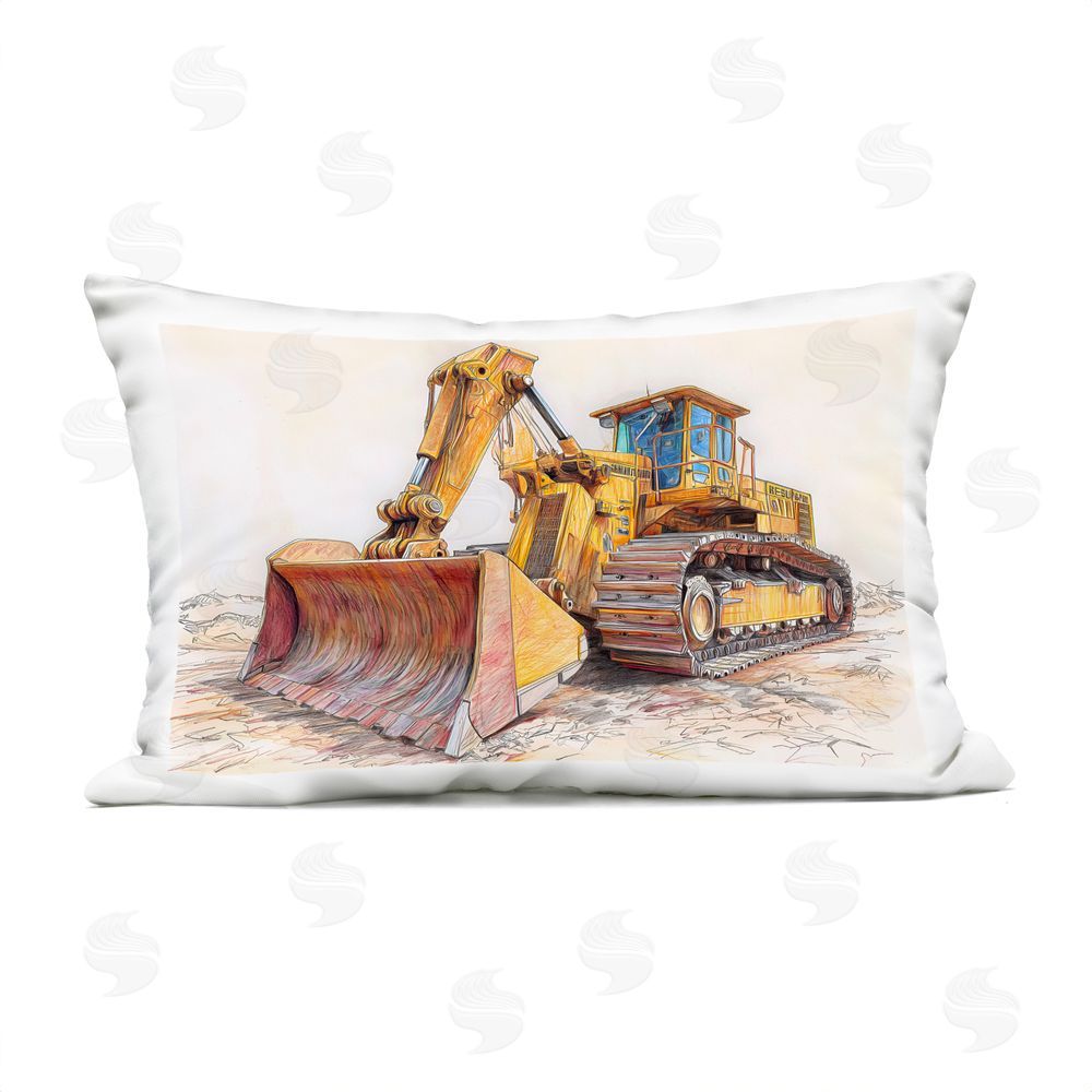 Steve Hunziker Industrial Bulldozer Drawing Outdoor Printed Throw Pillow