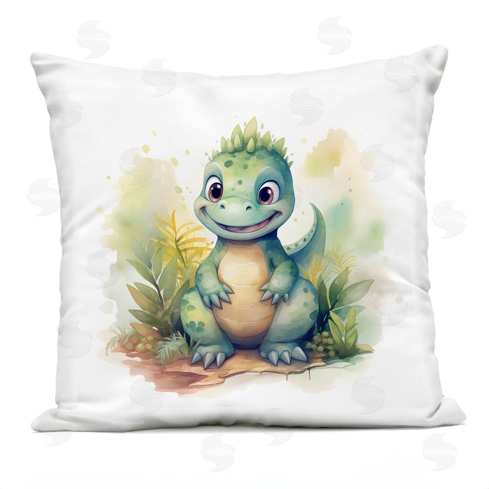 Steve Hunziker Crafty Smiling Dinosaur Outdoor Printed Throw Pillow