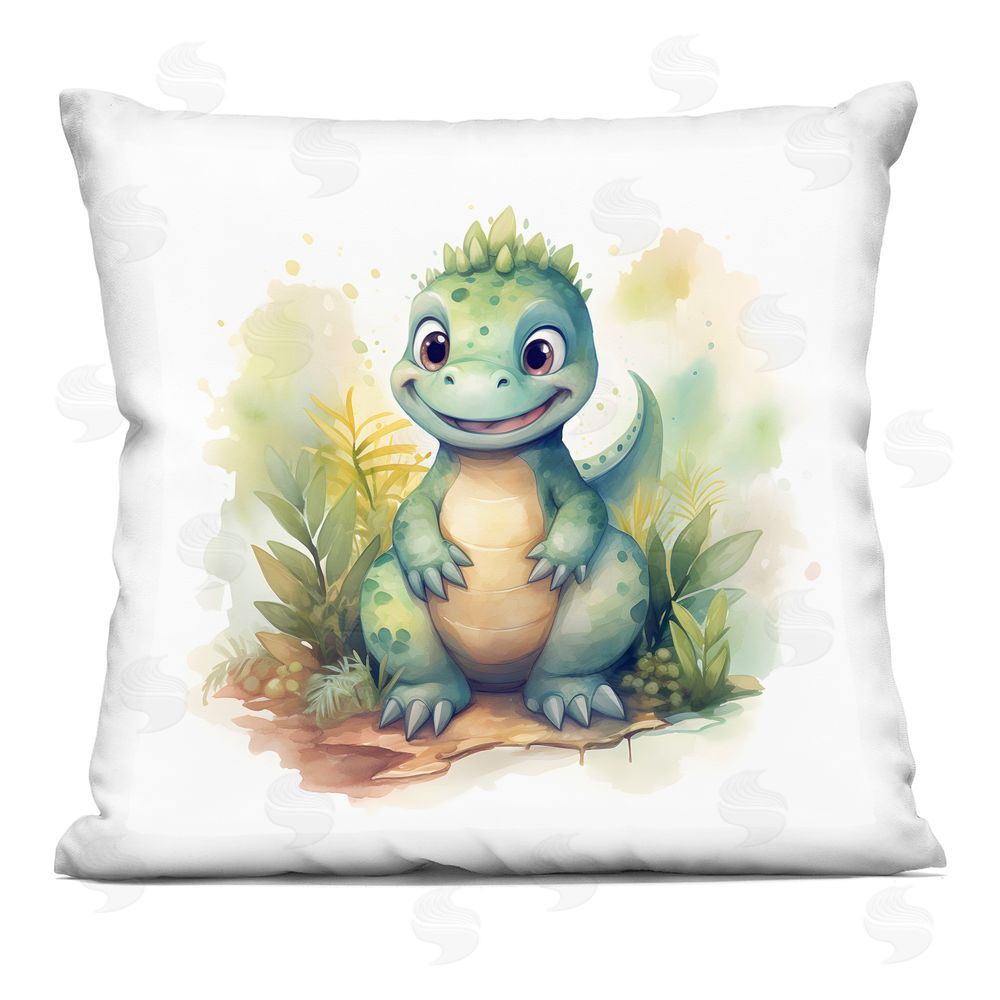 Steve Hunziker Crafty Smiling Dinosaur Printed Throw Pillow 