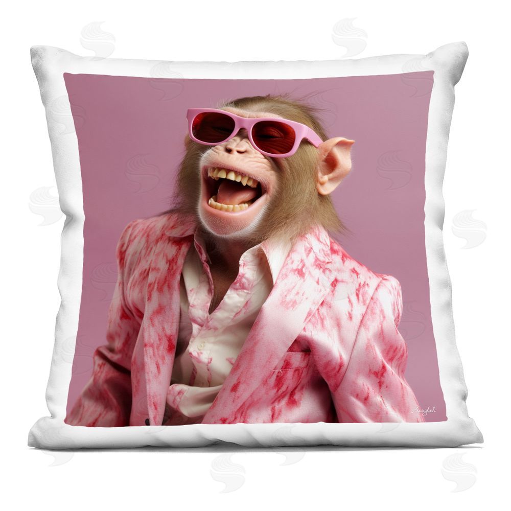 Roozbeh Hipster Monkey in Suit Printed Throw Pillow 