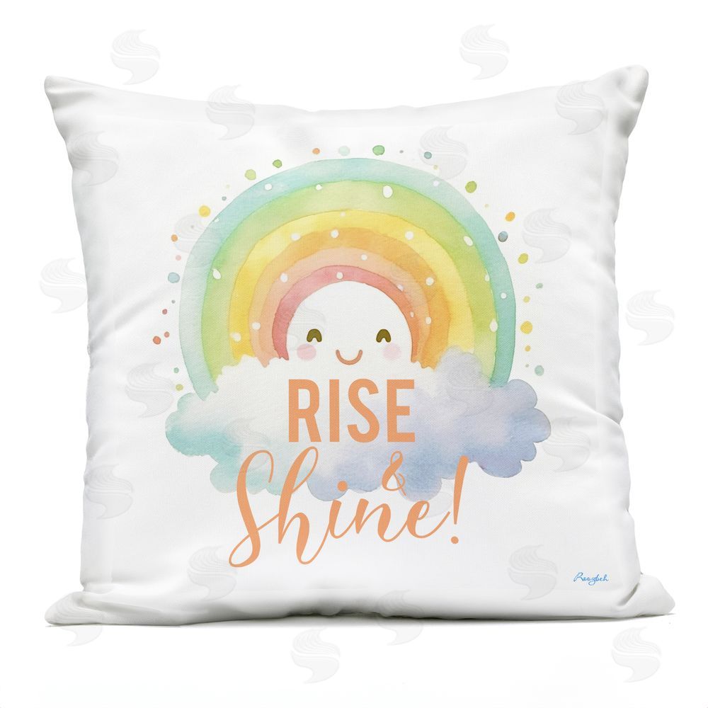 Roozbeh Rise Shine Happy Rainbow Outdoor Printed Throw Pillow