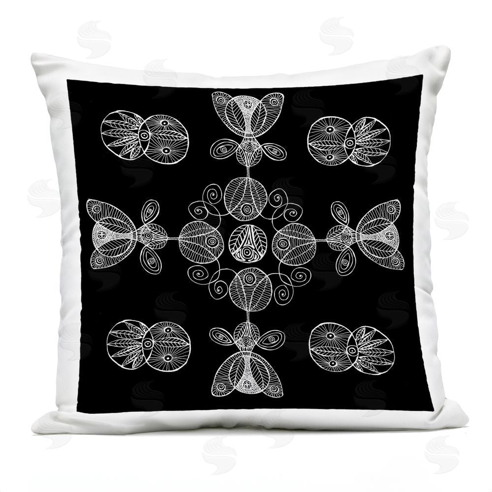 El Perkin Black & White Elemental Fractals Outdoor Printed Throw Pillow