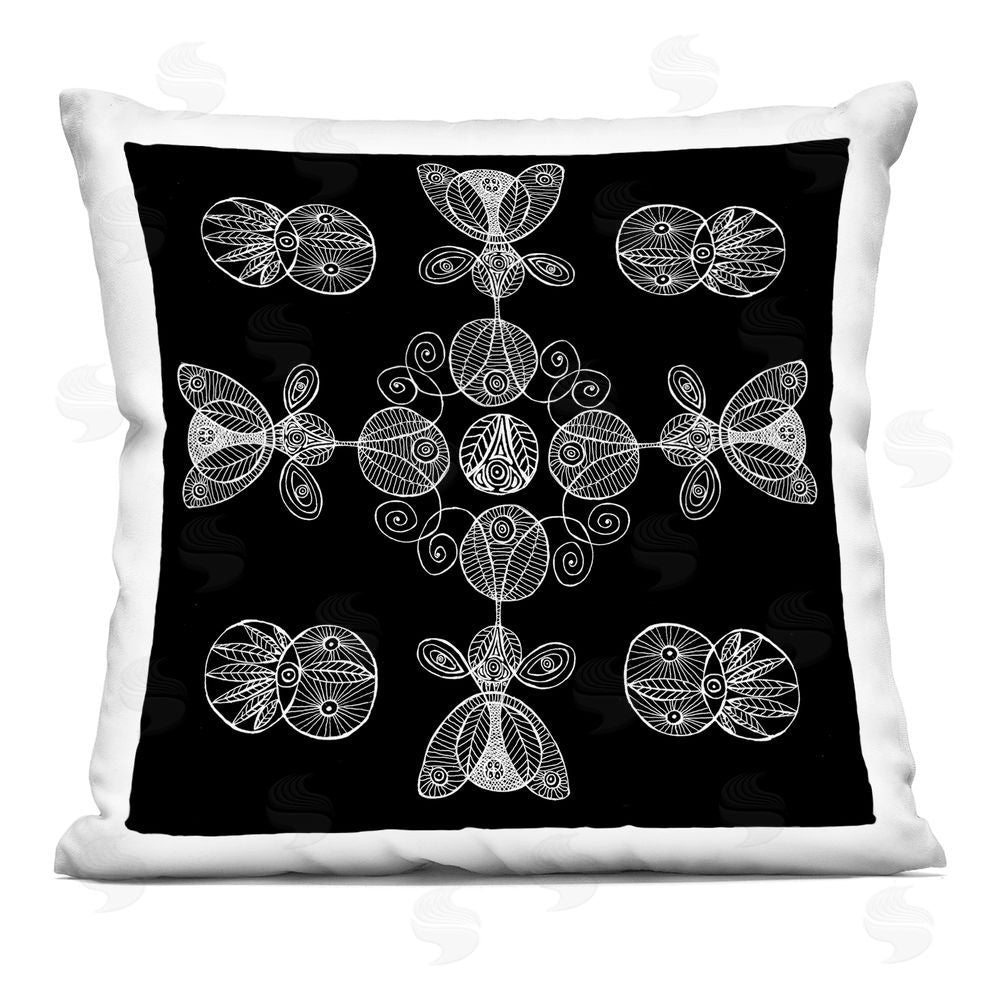 El Perkin Black & White Elemental Fractals Printed Throw Pillow 