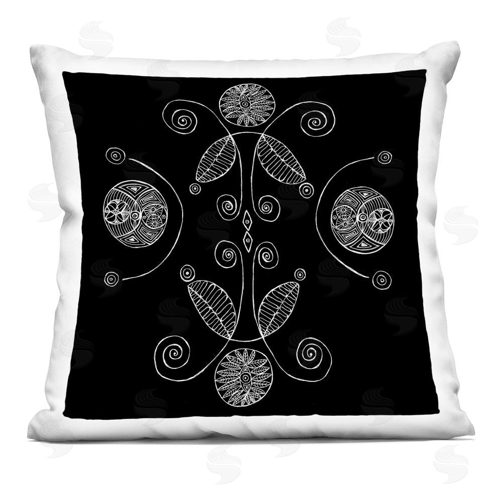 El Perkin Curved Fractals & Leaves Printed Throw Pillow 