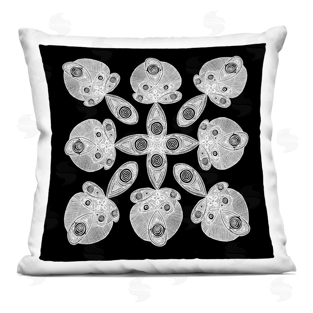 El Perkin Fractal Symmetry in Monochrome Printed Throw Pillow 