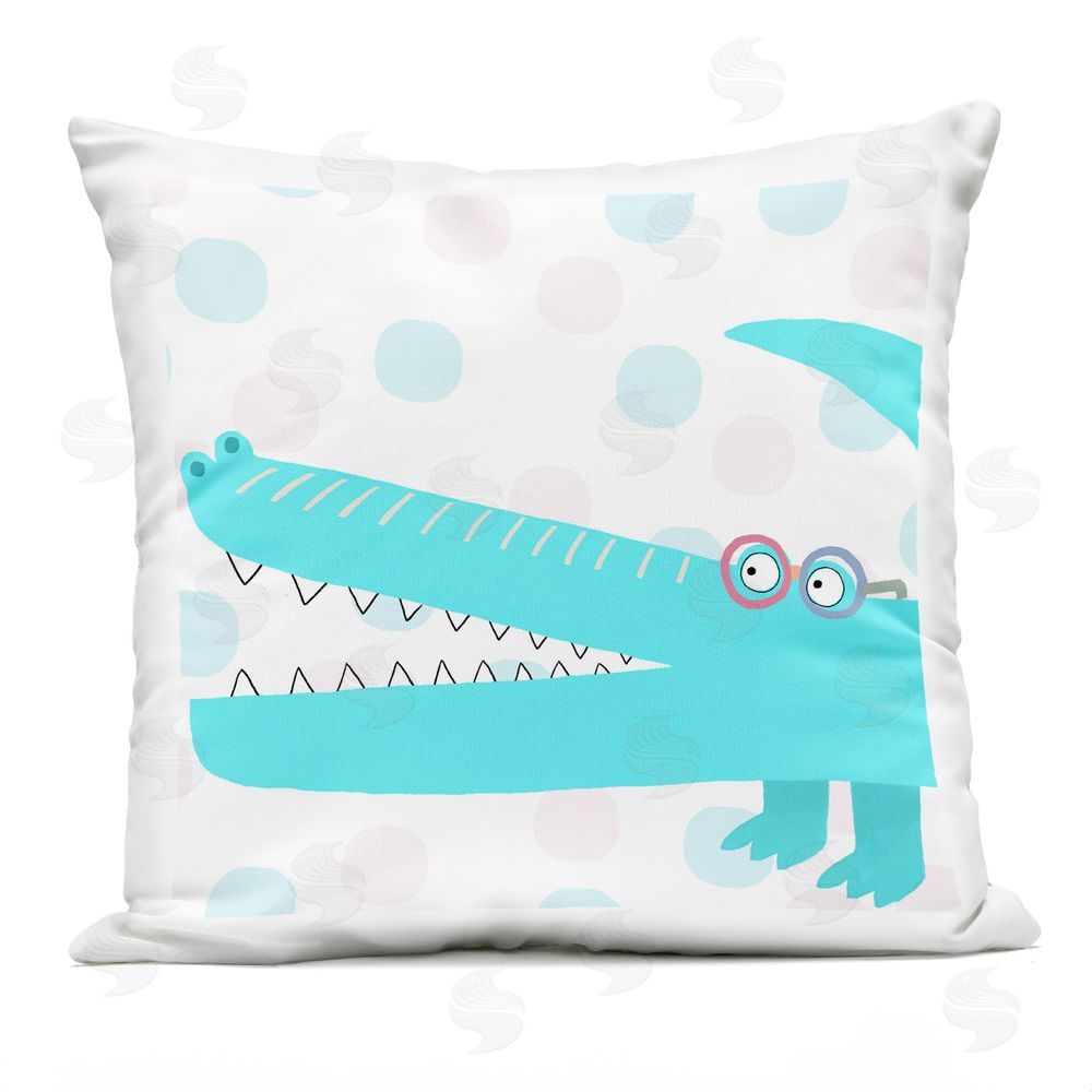 Carla Daly Electric Blue Crocodile Outdoor Printed Throw Pillow