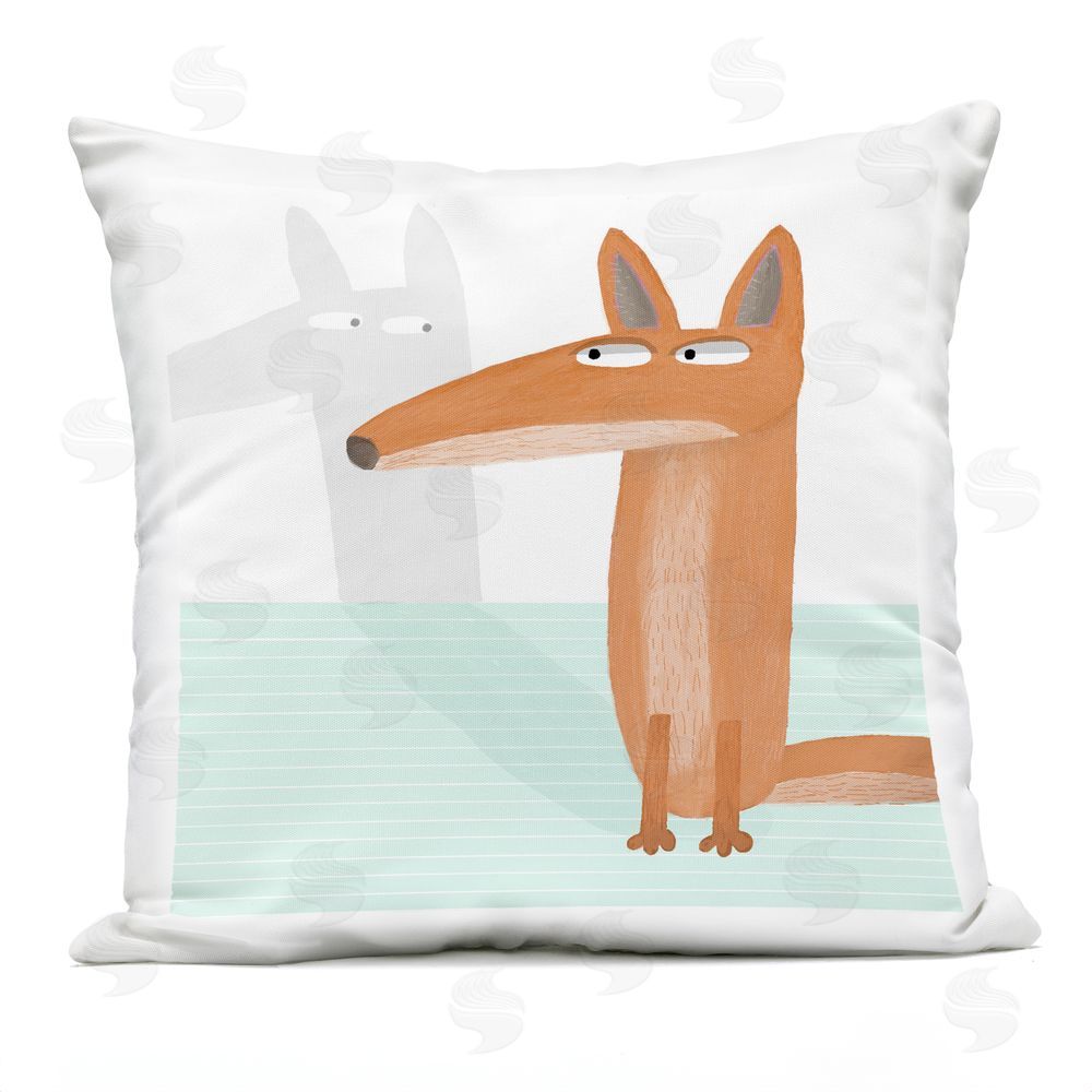 Carla Daly Whimsical Fox Shadow Outdoor Printed Throw Pillow