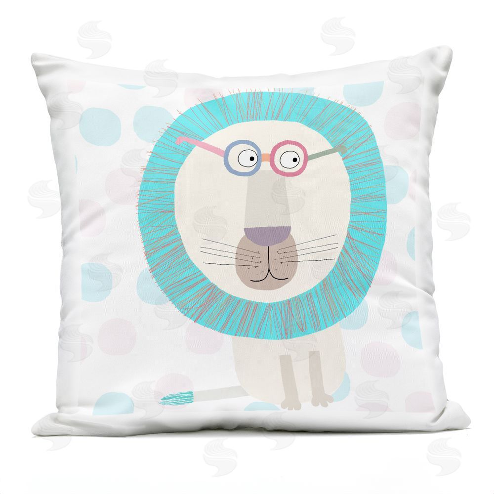 Carla Daly Electric Blue Lion Outdoor Printed Throw Pillow