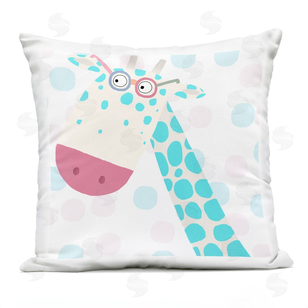 Carla Daly Electric Blue Giraffe Outdoor Printed Throw Pillow