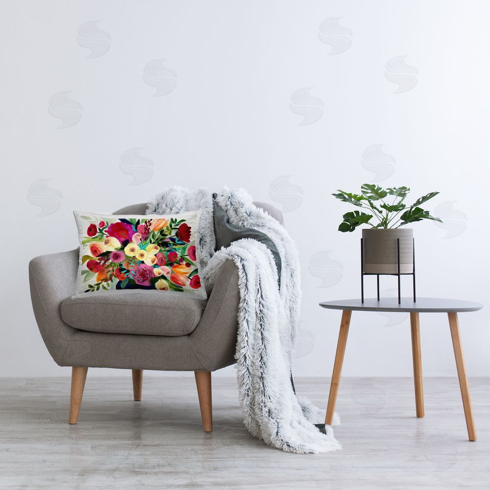 Suzanne Allard Morning Joy Bouquet Printed Throw Pillow in Room