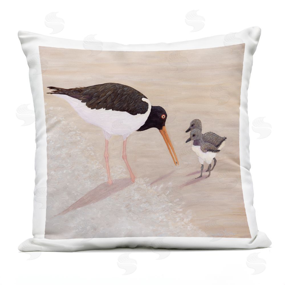 Barbara Fallenbaum American Oyster Catcher & Chicks Outdoor Printed Throw Pillow