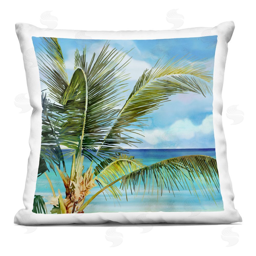 Mauro Devereaux Lush Palm Watercolor View Printed Throw Pillow 