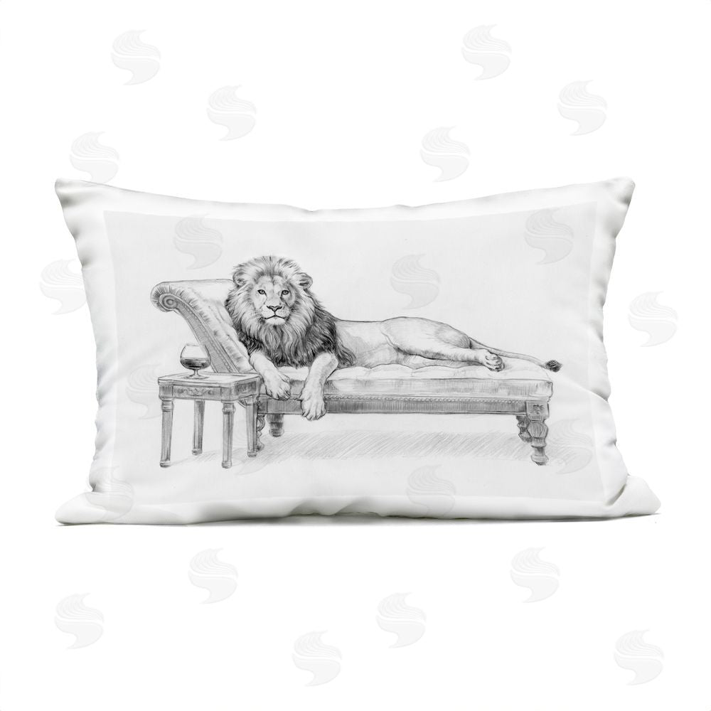 Victoria Barnes Lounging Beast Lion Outdoor Printed Throw Pillow