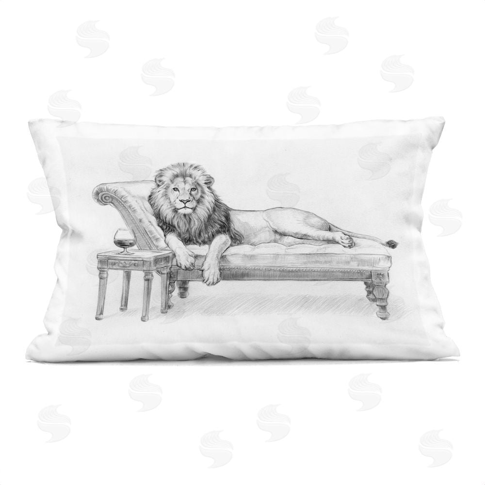 Victoria Barnes Lounging Beast Lion Printed Throw Pillow