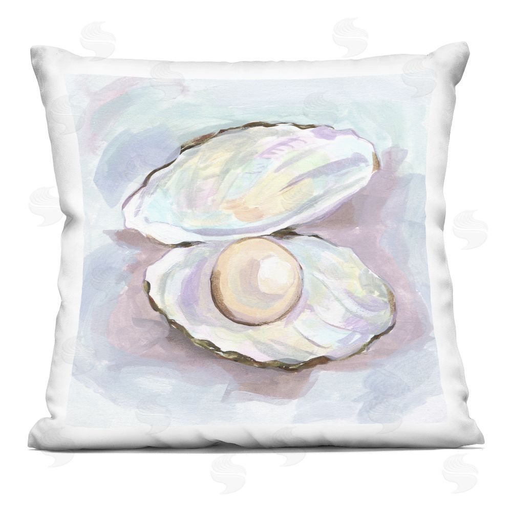 Melissa Wang Silent Opal Clam Pearl Printed Throw Pillow 