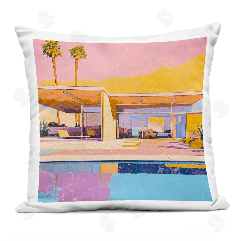 Walker Noble Vivid Villa at Sunset Outdoor Printed Throw Pillow