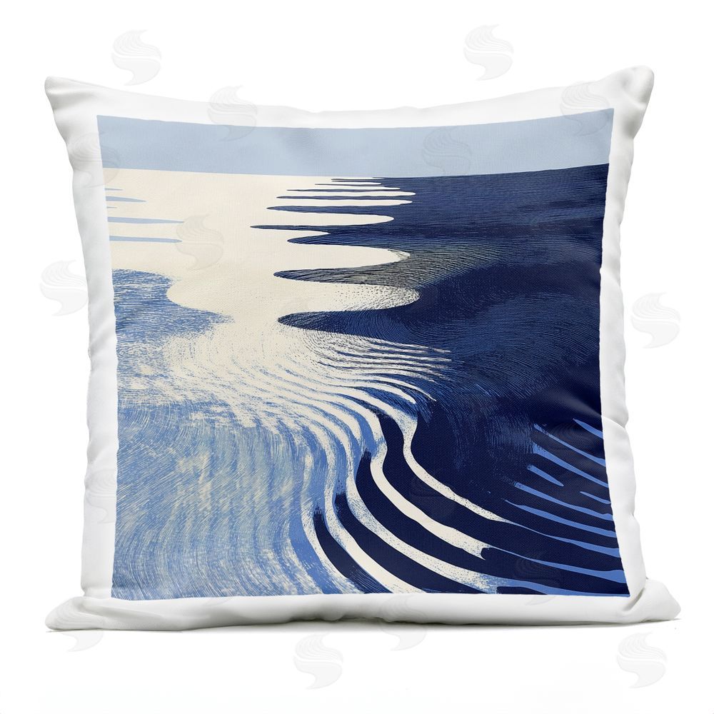 Walker Noble Abstract Cobalt Ripples Outdoor Printed Throw Pillow