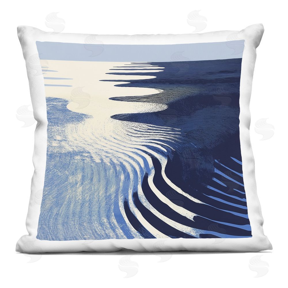 Walker Noble Abstract Cobalt Ripples Printed Throw Pillow 