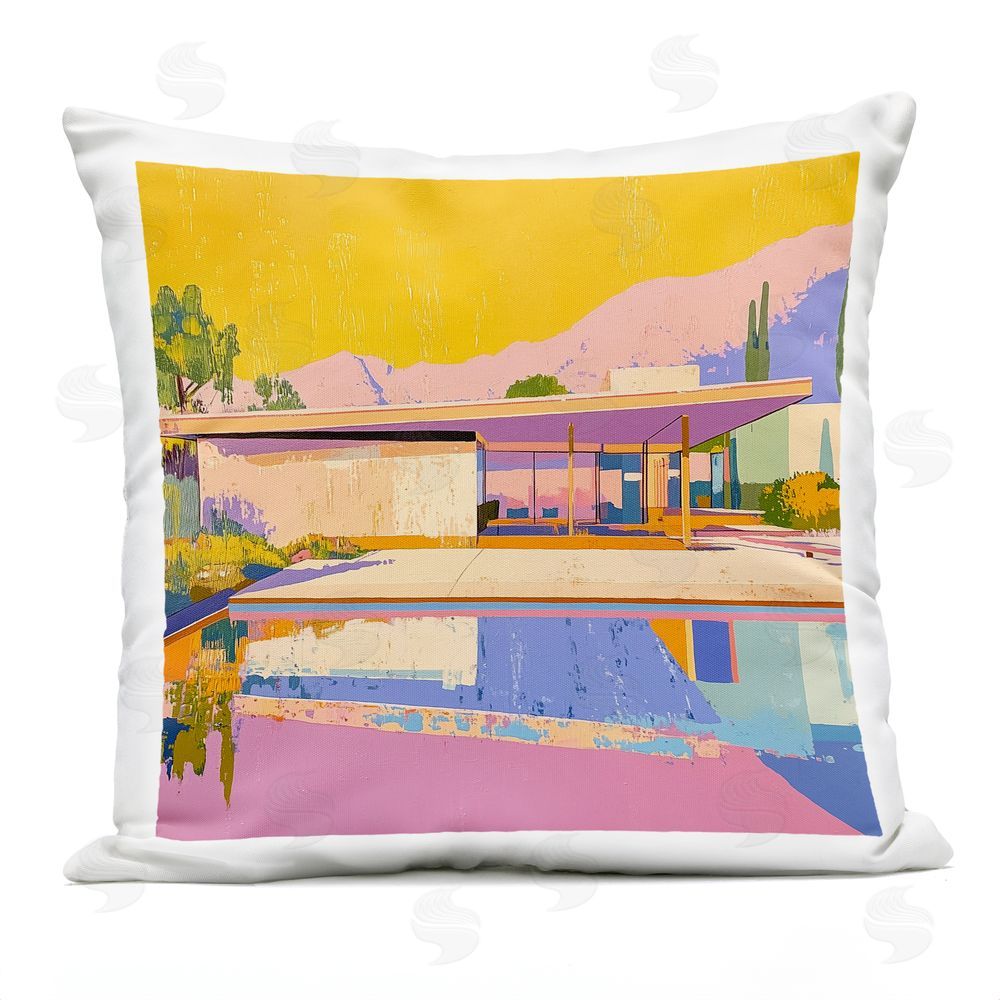 Walker Noble Vivid Case Study House Outdoor Printed Throw Pillow
