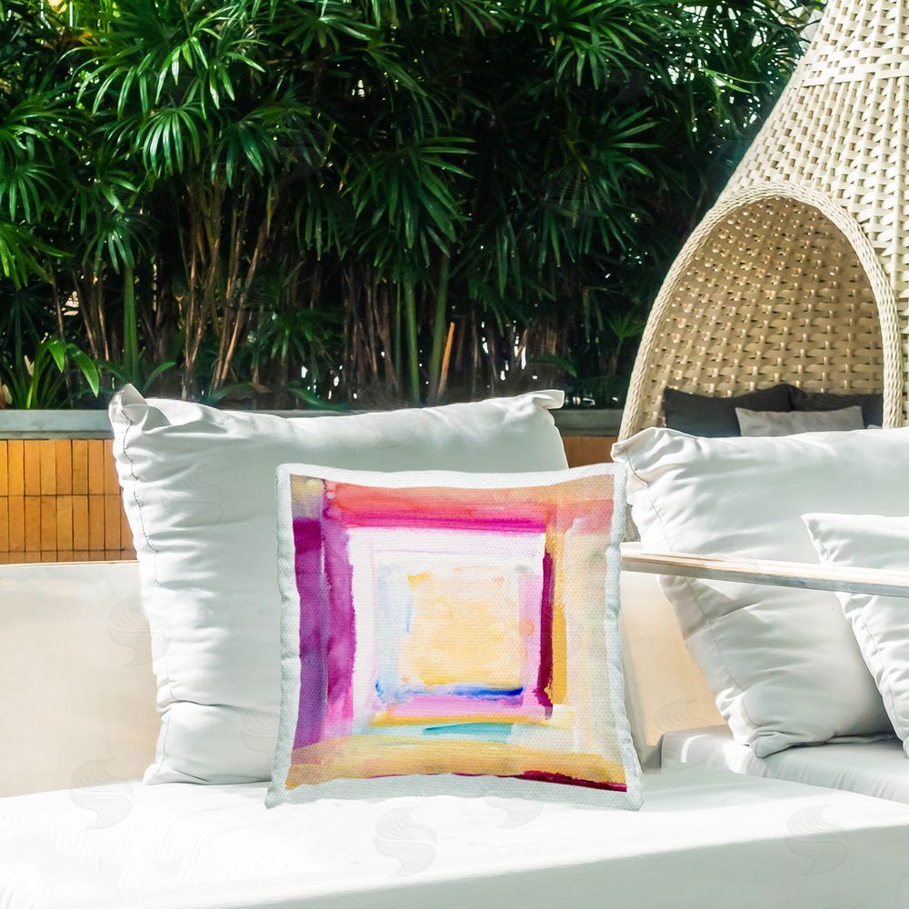 Lanie Loreth Brand New Day Warmth Outdoor Printed Throw Pillow on Patio