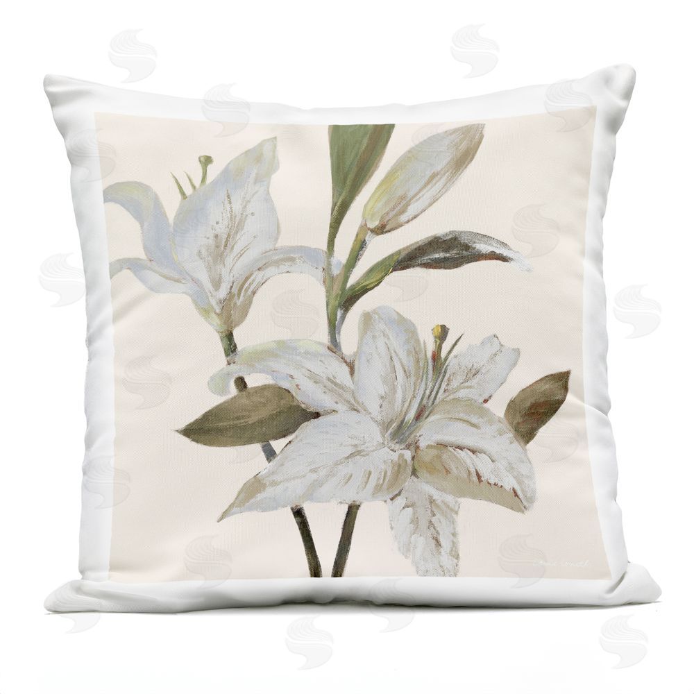Lanie Loreth Neutral Lilies at Dawn Outdoor Printed Throw Pillow