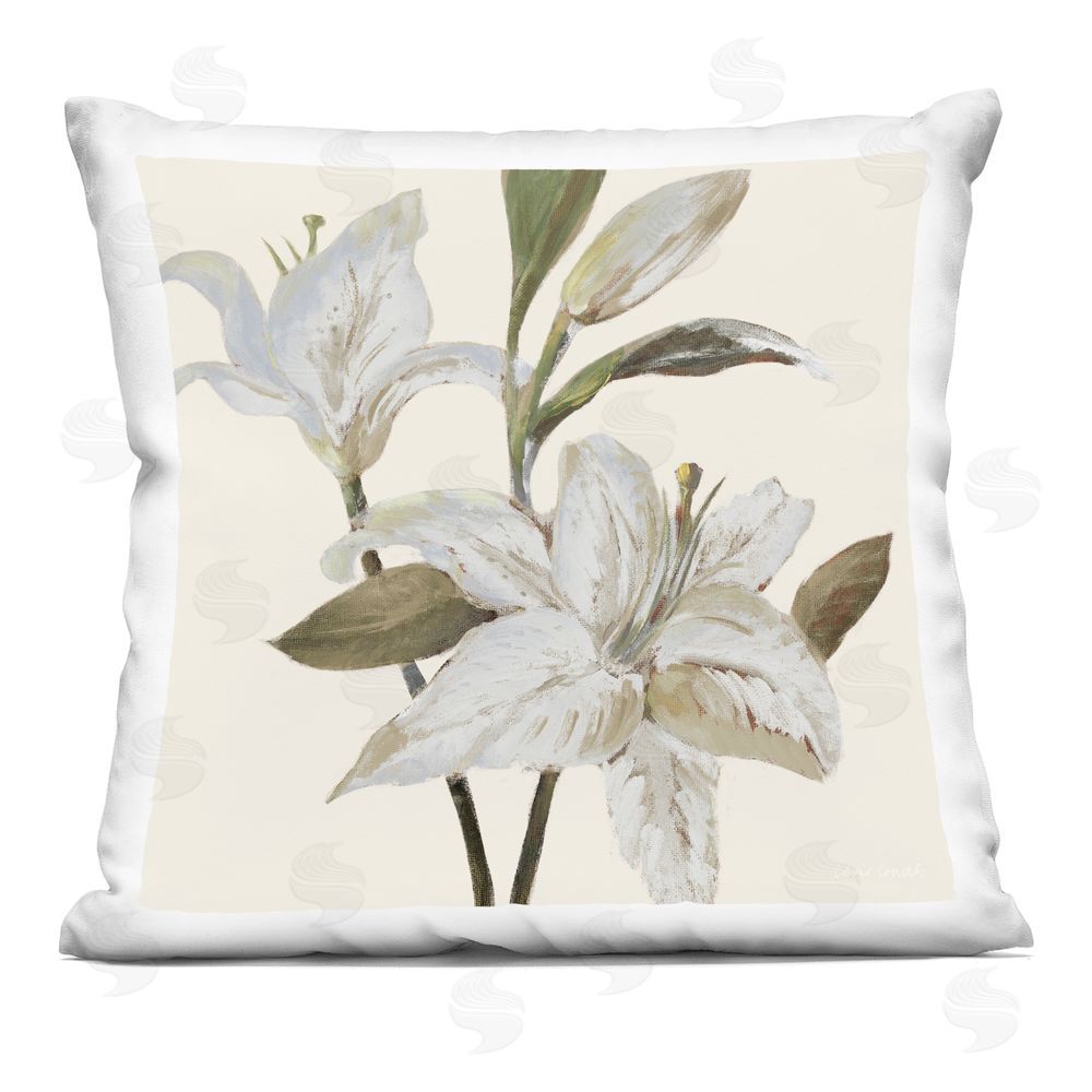 Lanie Loreth Neutral Lilies at Dawn Printed Throw Pillow 