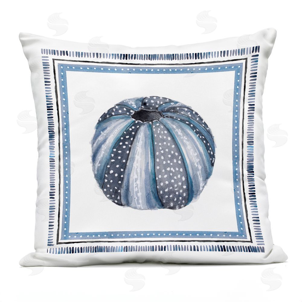 Lanie Loreth Blue Bordered Sea Urchin Outdoor Printed Throw Pillow