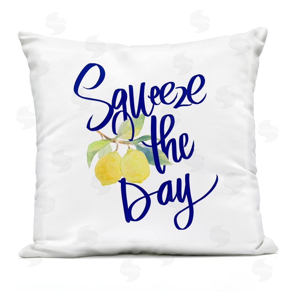 Lanie Loreth Cursive Squeeze The Day Outdoor Printed Throw Pillow