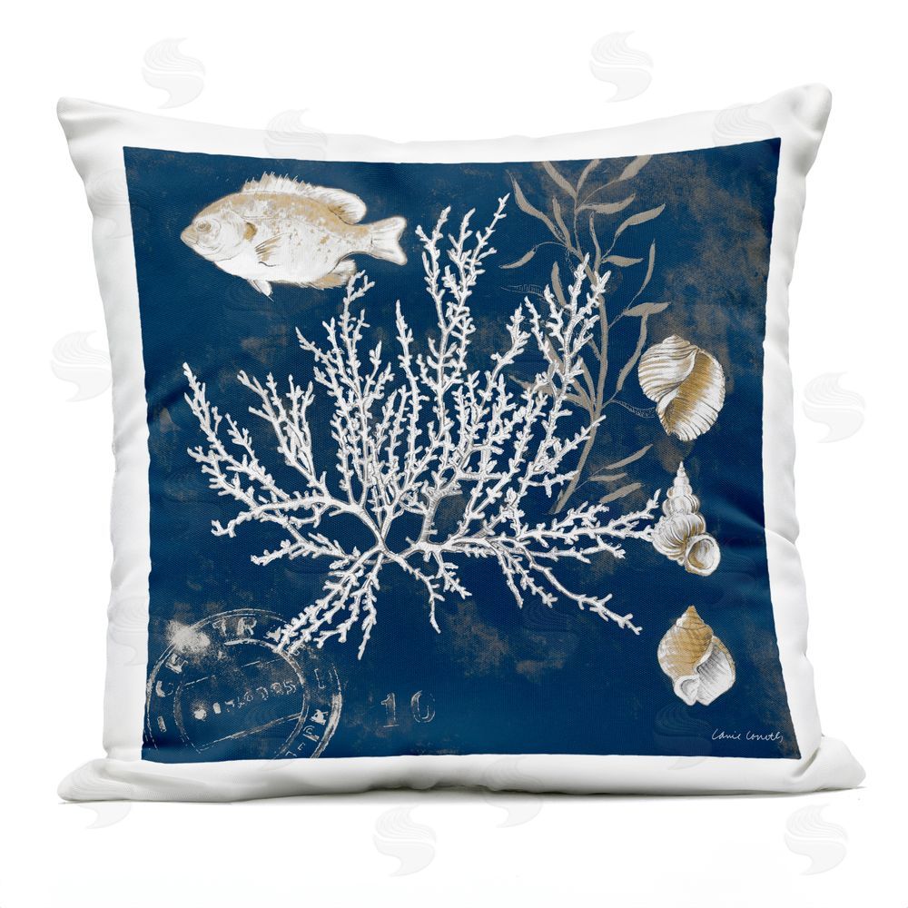 Lanie Loreth Coastal Medley on Blue Outdoor Printed Throw Pillow