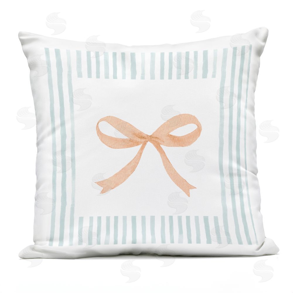 Patricia Pinto Blue Bordered Ribbon Outdoor Printed Throw Pillow