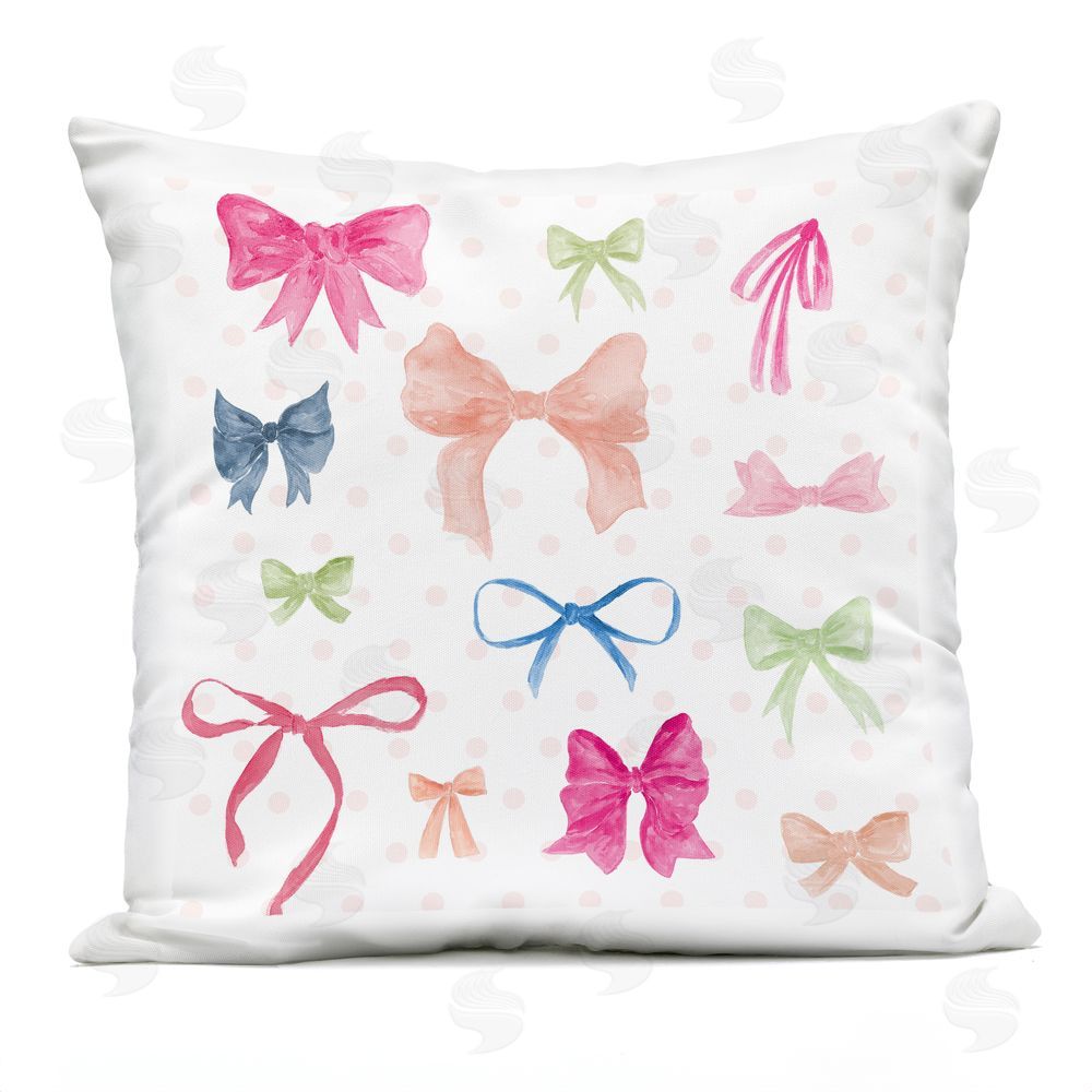 Lucille Price Mixed Bows on Polka Dots Outdoor Printed Throw Pillow