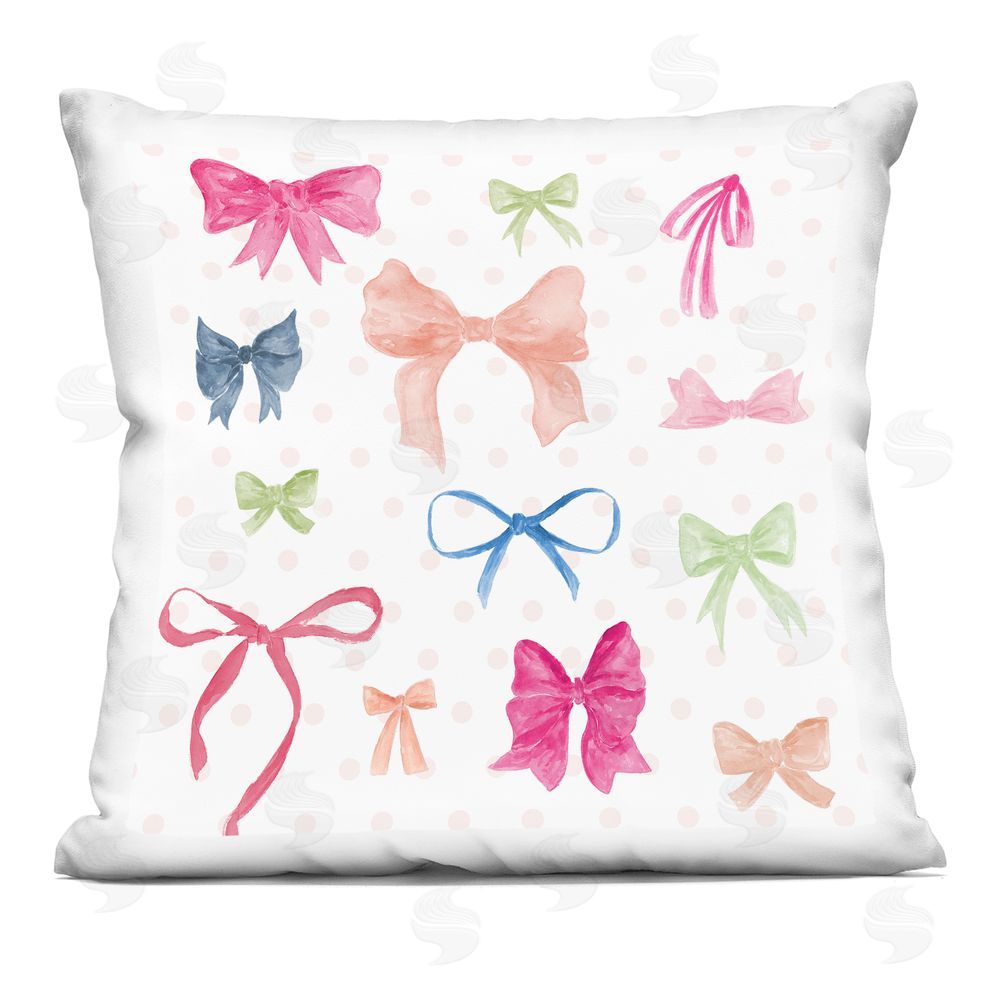 Lucille Price Mixed Bows on Polka Dots Printed Throw Pillow 