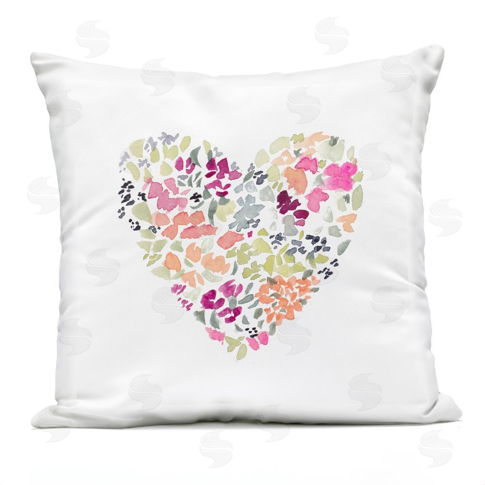 Lanie Loreth Pastel Blooming Heart Outdoor Printed Throw Pillow