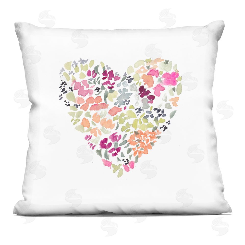 Lanie Loreth Pastel Blooming Heart Printed Throw Pillow 