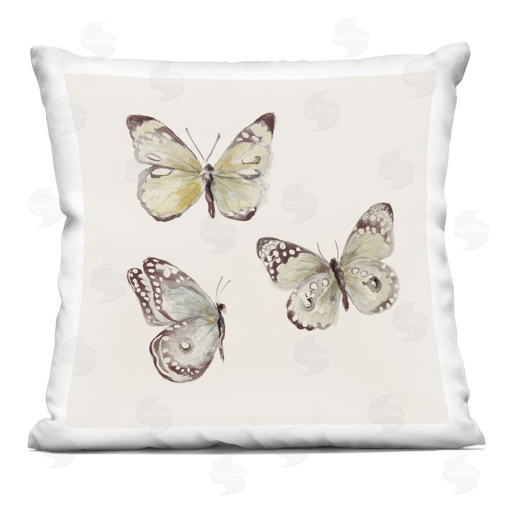 Patricia Pinto Isolated Butterflies Trio Printed Throw Pillow 