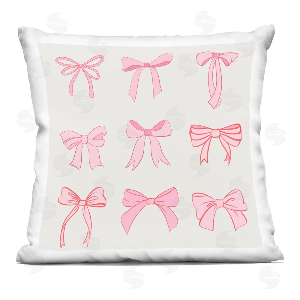 Emily Navas Pink Coquette Bow Arrangement Printed Throw Pillow 