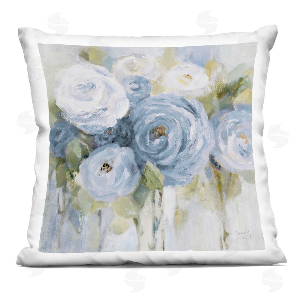 Lanie Loreth Softly Blooming in Blue Printed Throw Pillow 