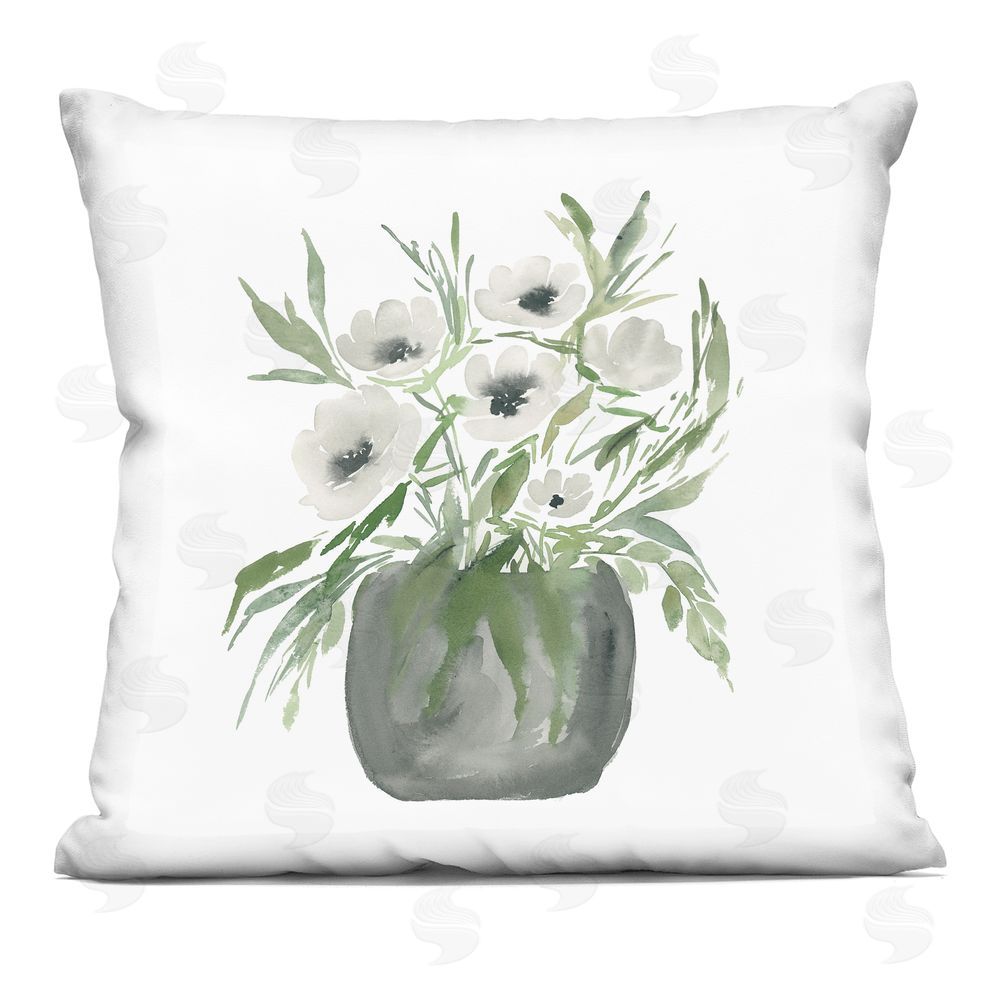 Lucille Price White Anemone Blooms Printed Throw Pillow 