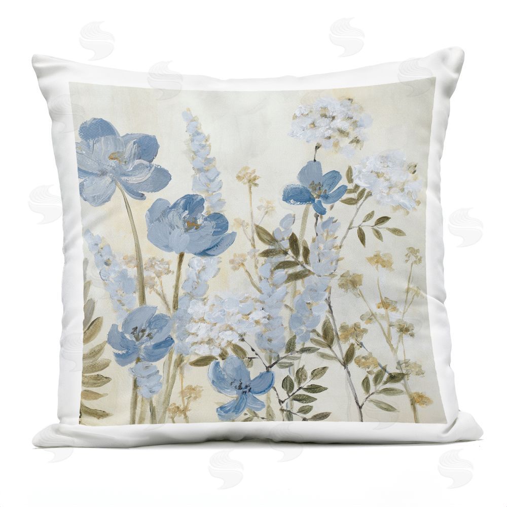 Lanie Loreth Blue Wildflower Meadow Outdoor Printed Throw Pillow