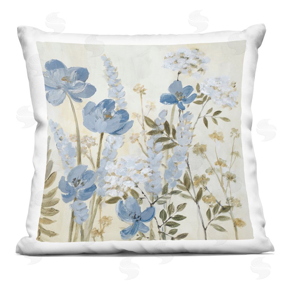 Lanie Loreth Blue Wildflower Meadow Printed Throw Pillow 