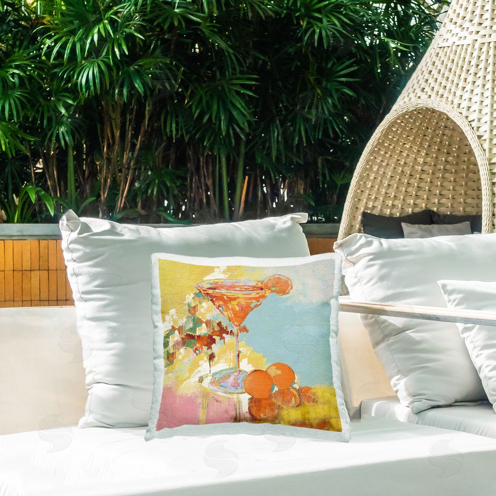 Jane Slivka Summer Citrus Martini Outdoor Printed Throw Pillow on Patio
