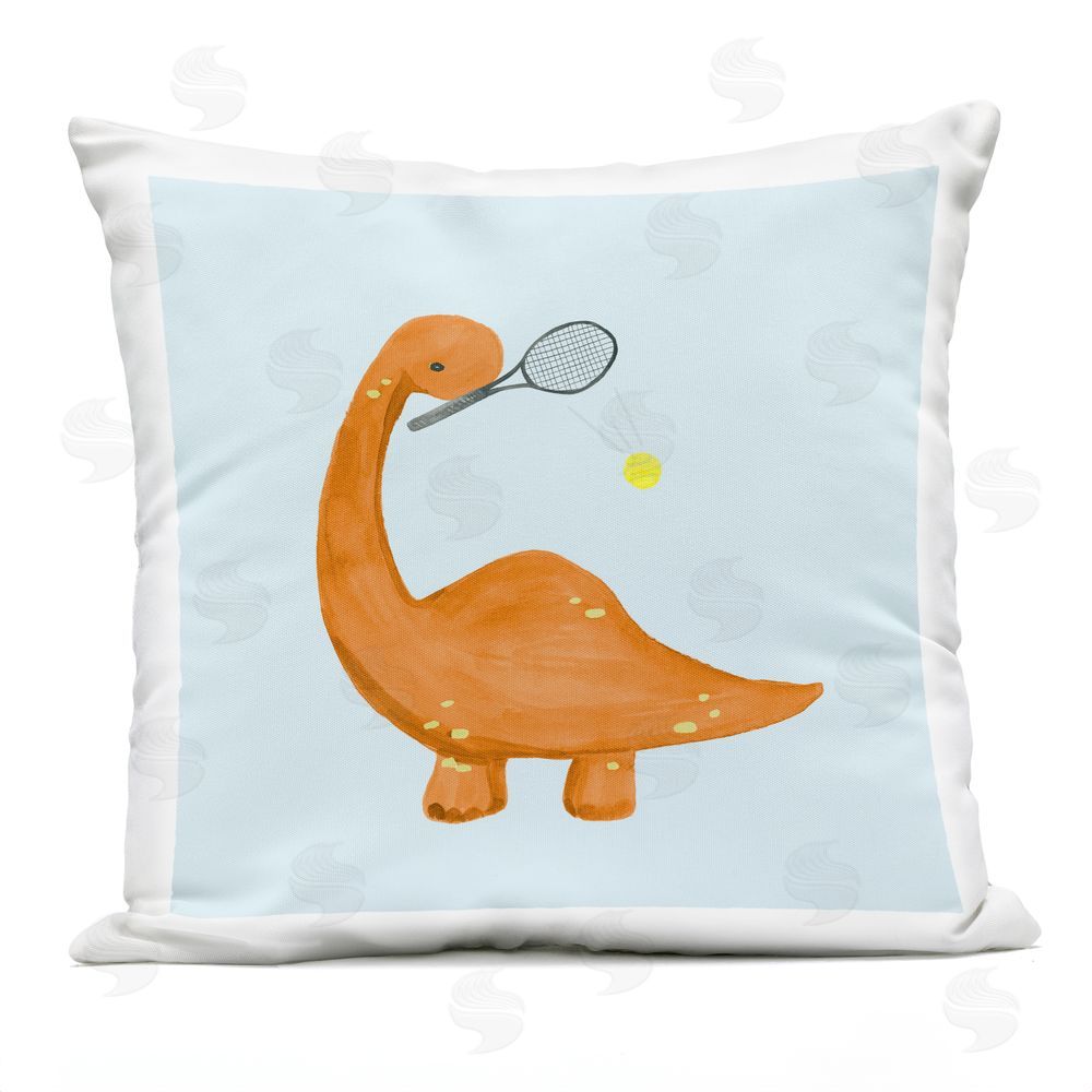 Lucille Price Baby Dino Playing Tennis Outdoor Printed Throw Pillow