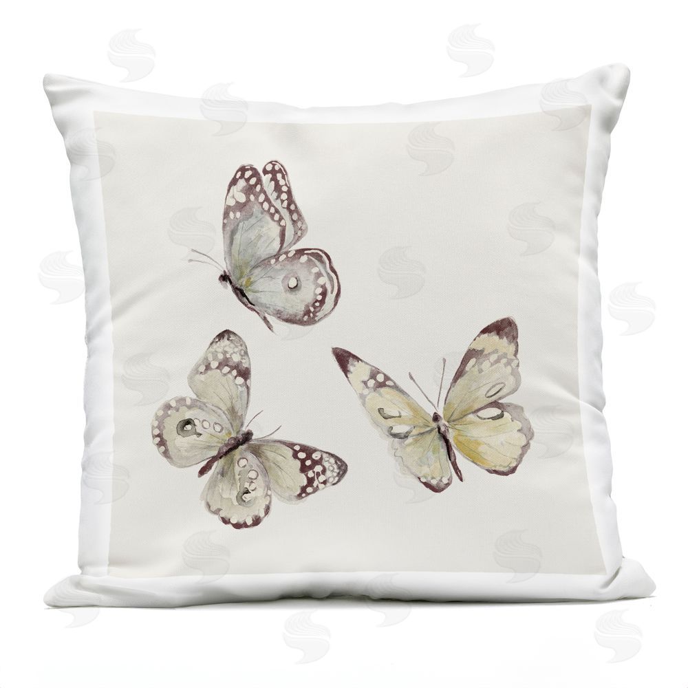 Patricia Pinto Neutral Isolated Butterflies Outdoor Printed Throw Pillow