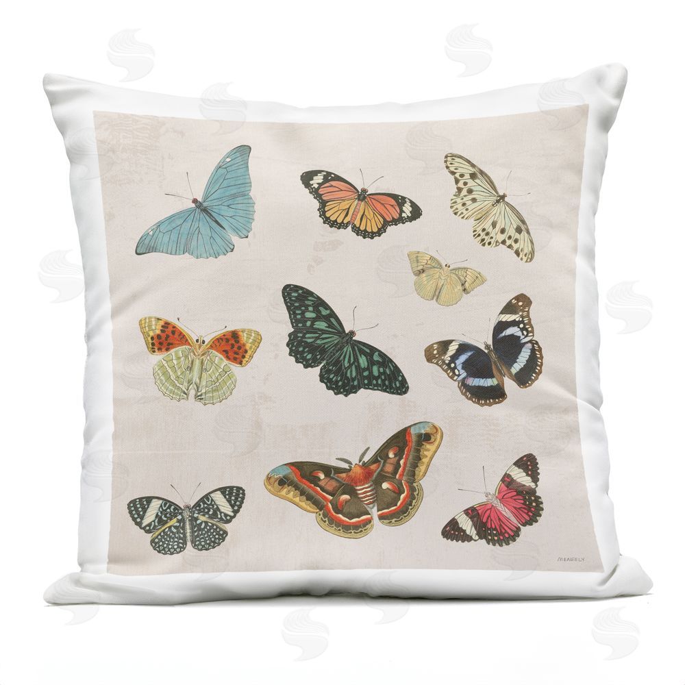 Dan Meneely Assorted Butterflies on Neutral Outdoor Printed Throw Pillow