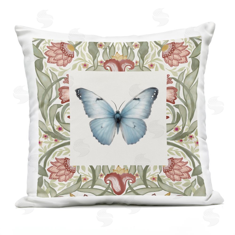 Elizabeth Medley Vintage Butterfly Florals Outdoor Printed Throw Pillow